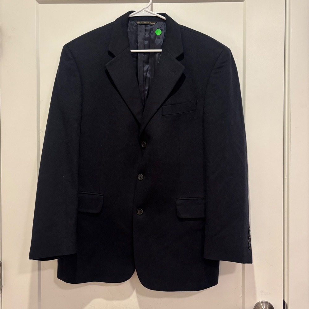 Jack Victor Mark Shale Mens 42R Blazer Navy Blue 100% Cashmere Sport Coat Canada